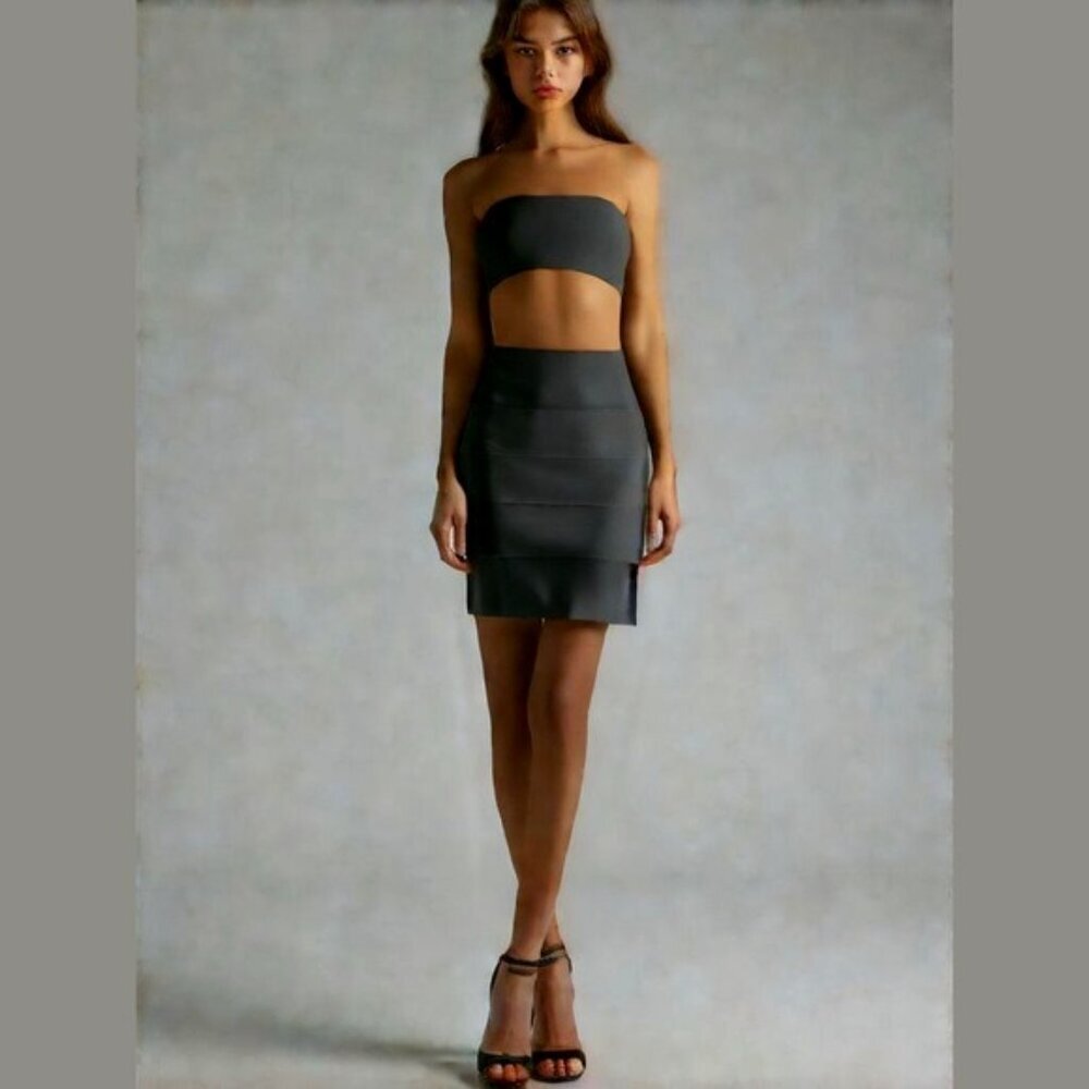 ICÔNE by SIMONS black bodycon bandage pencil skirt stretchy midi size S